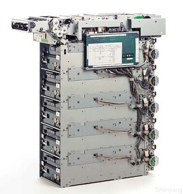 Distributeur de médias multi-cassettes Fujitsu F510 avec jusqu'à 6 cassettes, capacité de 18 000 billets neufs et accès de service frontal ou arrière